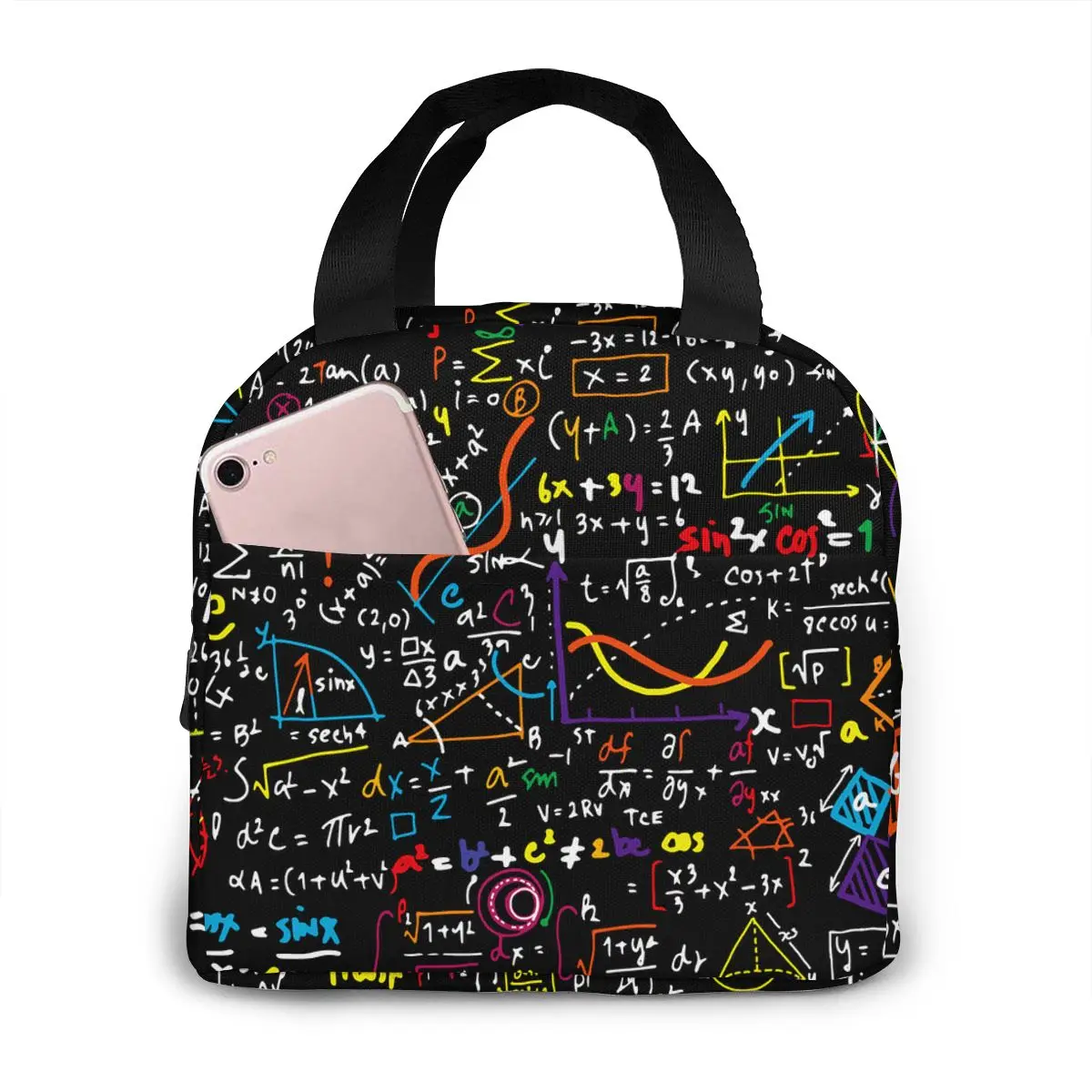

Math Linear Mathematics Education Circle Waterproof Portable Insulated Lunch Bag,Suitable For Travel Picnic School Office