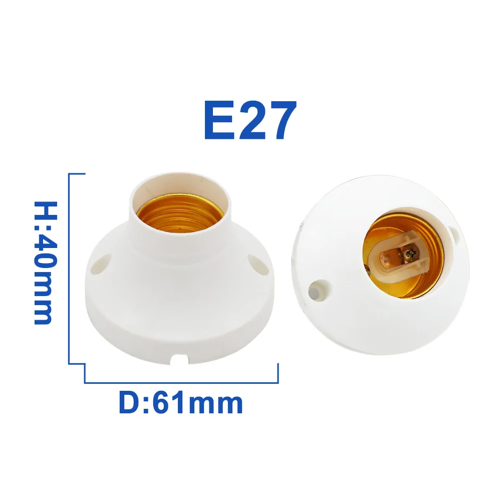 Lamp Bulb Holder Lamp Base E27 Round Plastic Screw Flat Ceiling Type Socket