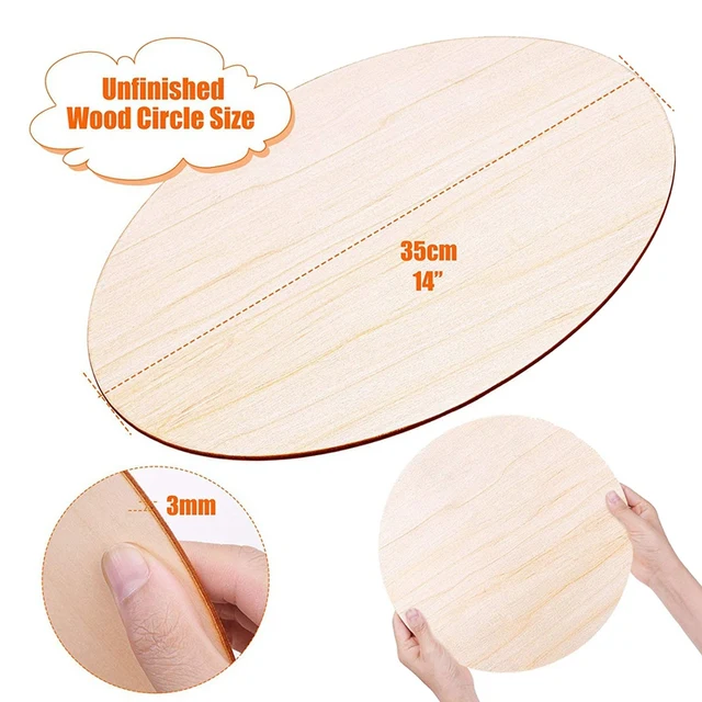 Bmby-Kerek Fa Tárcsák Kézművességhez, 5 Csomag 14 Hüvelykes Körök Befejezetlen Fafa Plakk Kézművesekhez, Ajtó Fogas, Kialakítása - Image 3