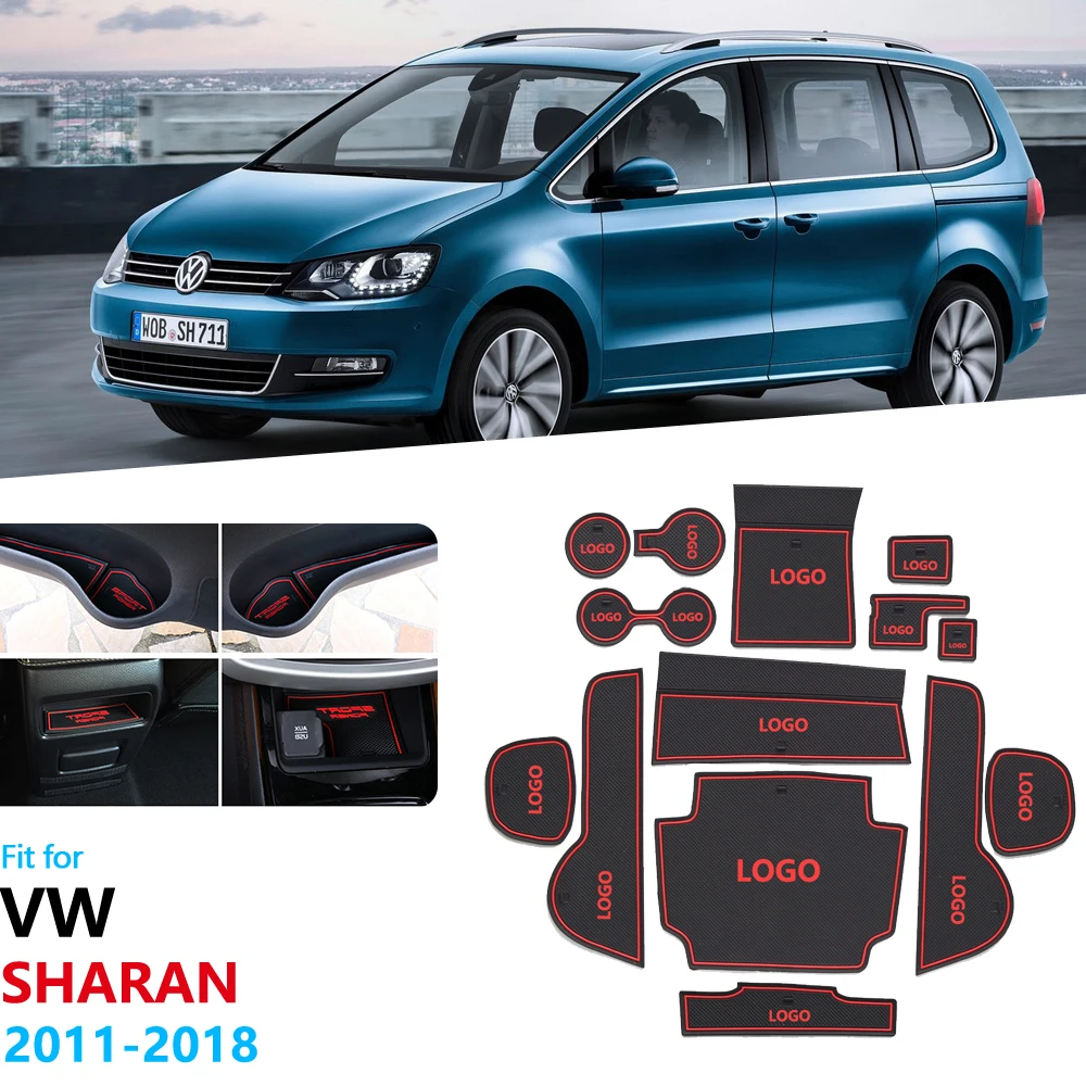 Противоскользящие резиновые ворота слот чашки коврик для Volkswagen VW Sharan 7N SEAT Alhambra 2011~ MK2 аксессуары Автомобильные наклейки 2012