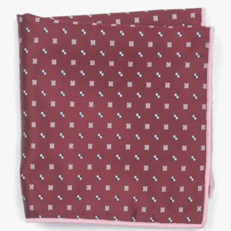  dark red dotted patterned pocket square with patterns handkerchief