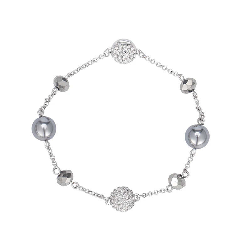 SWA Кристальный браслет из черных жемчужин Высококачественный Браслет Swa Кристальные ювелирные изделия женский серебряный браслет подарок на праздник