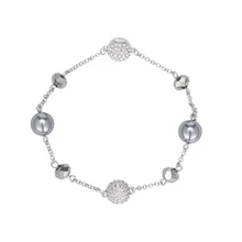 SWA Кристальный браслет из черных жемчужин Высококачественный Браслет Swa Кристальные ювелирные изделия женский серебряный браслет подарок на праздник