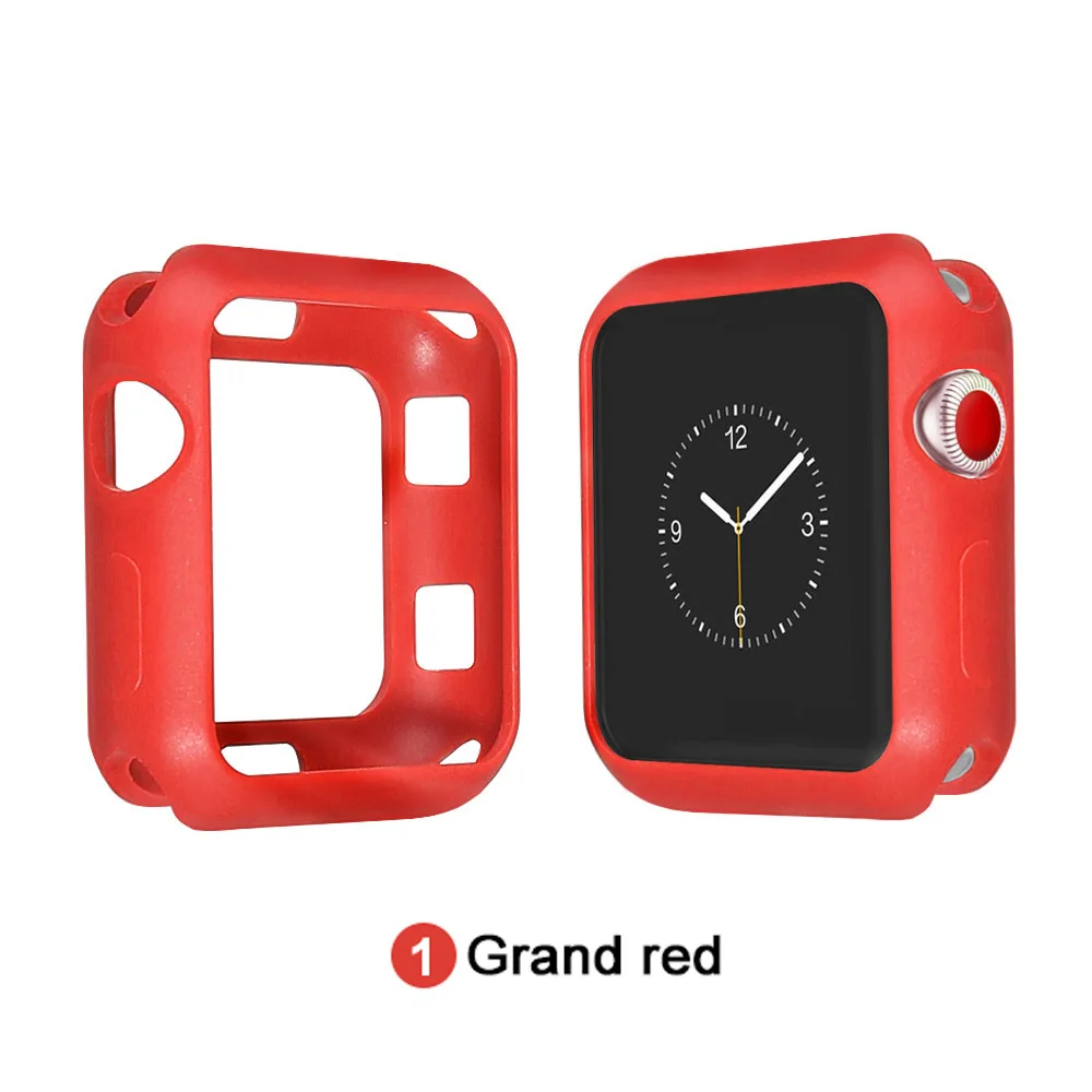 Мягкий силиконовый чехол для Apple Watch 5 4 3 2 1 42 мм 38 мм чехол с полной защитой корпуса для iWatch 5 40 мм 44 мм бампер для часов - Цвет: Red