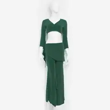 Женская дешевая одежда класса топ и юбка с разрезом сбоку танец живота костюм для тренировок комплект для девочек 7102