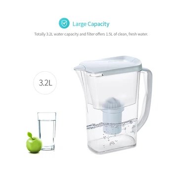 

3.2L Water Filter Pitcher Drink Water Pitcher Transparent Water Kettle with Carbon Filter Simple Water Filter Purifier Drinkware