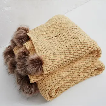 

Knitted Decorative Throw Blanket with Tassel Office Nap Travel Sofa Blanket for Children Adult Combed Cotton Winter Blankets