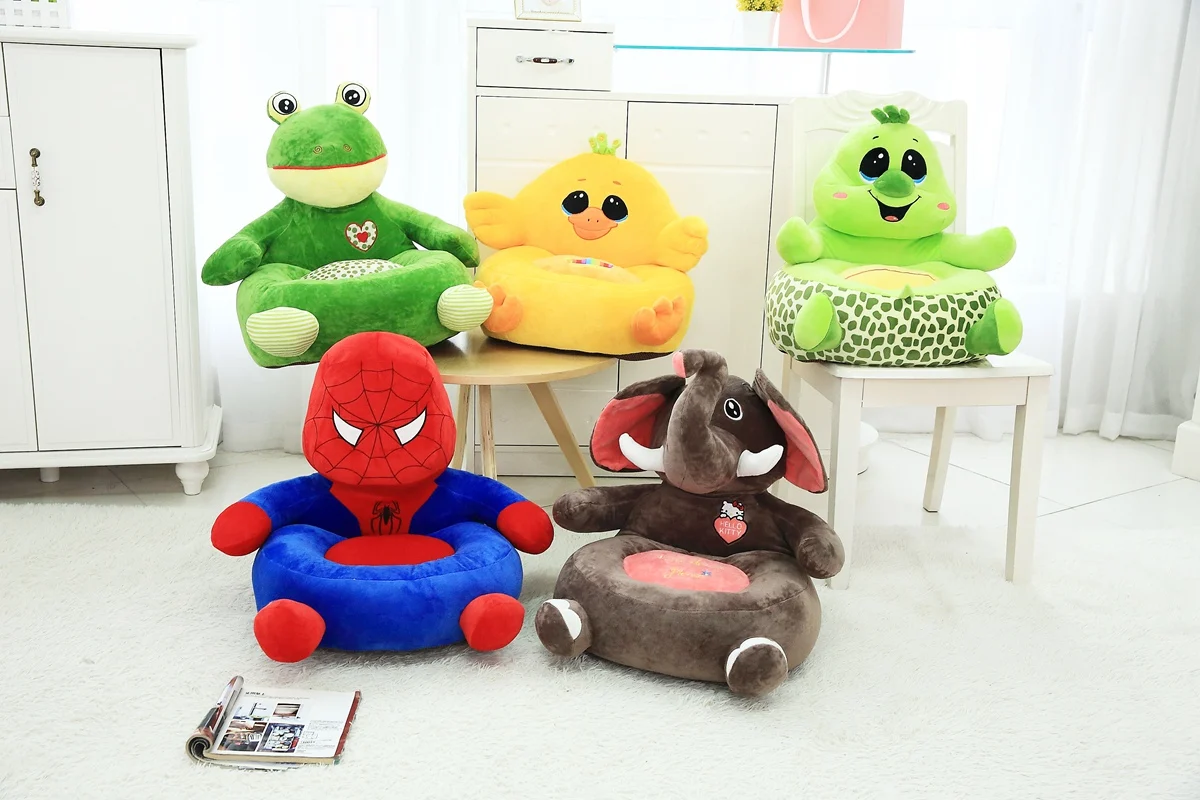 Cartoon Super Hero Toys Plush Baby Seat Feed Chair Stuffed Spiderman Batman Dolls Baby Soft Chair Plush Toys for Kids Gift