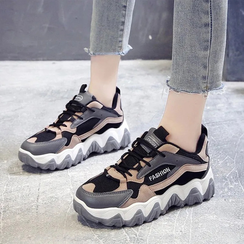 

Women Casual Shoes Female Lace Up Mesh Dad Chunky Sneakers Woman Flat Platform Comfort Fashion Ladies Walking Shoes New 2020