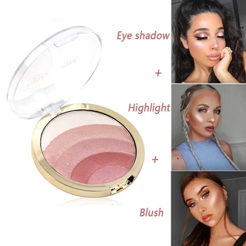 

Portable Eyeshadow Blush highlight Three In One Palette High Gloss Powder Glitter Nude Gloss Makeup Plaette 10 Color optional