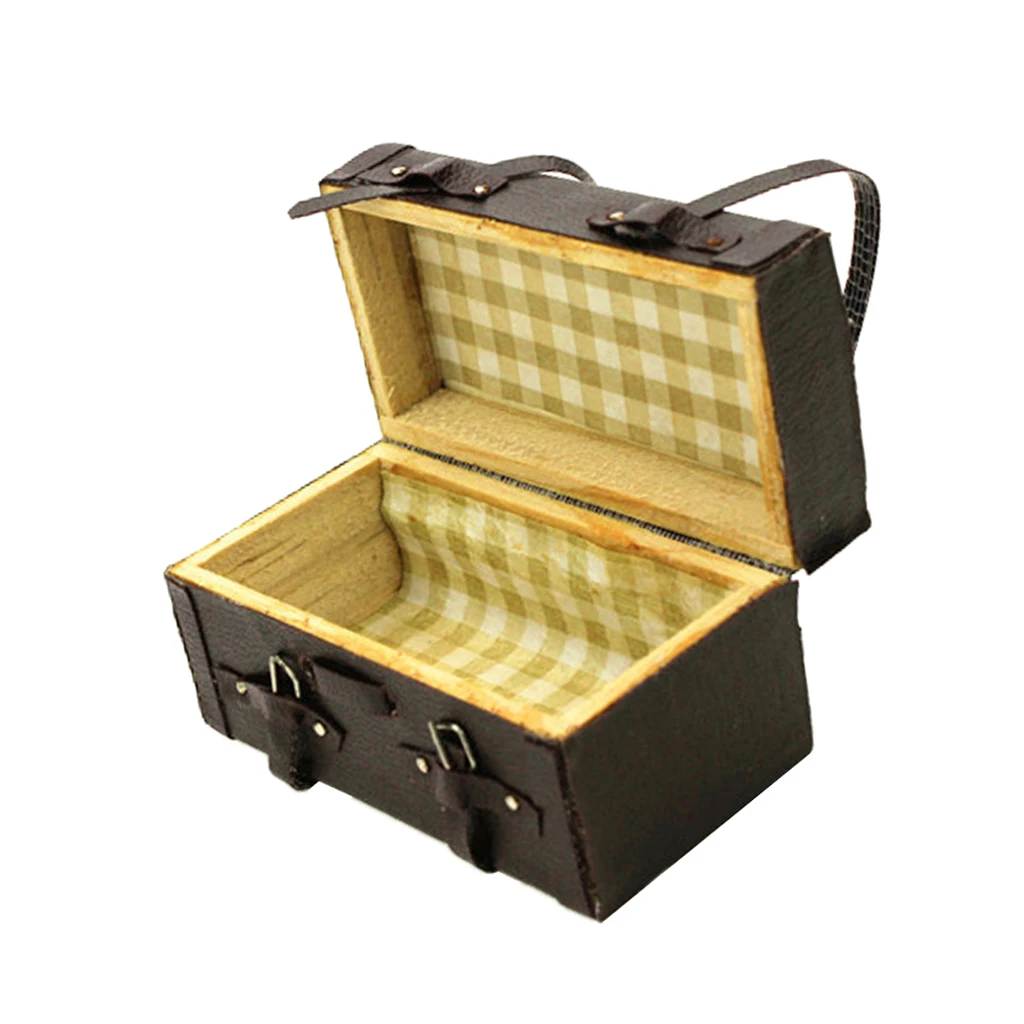 Antique 1/12 1/6 Scale Doll House Suitcase for BJD Room Living Scene Model