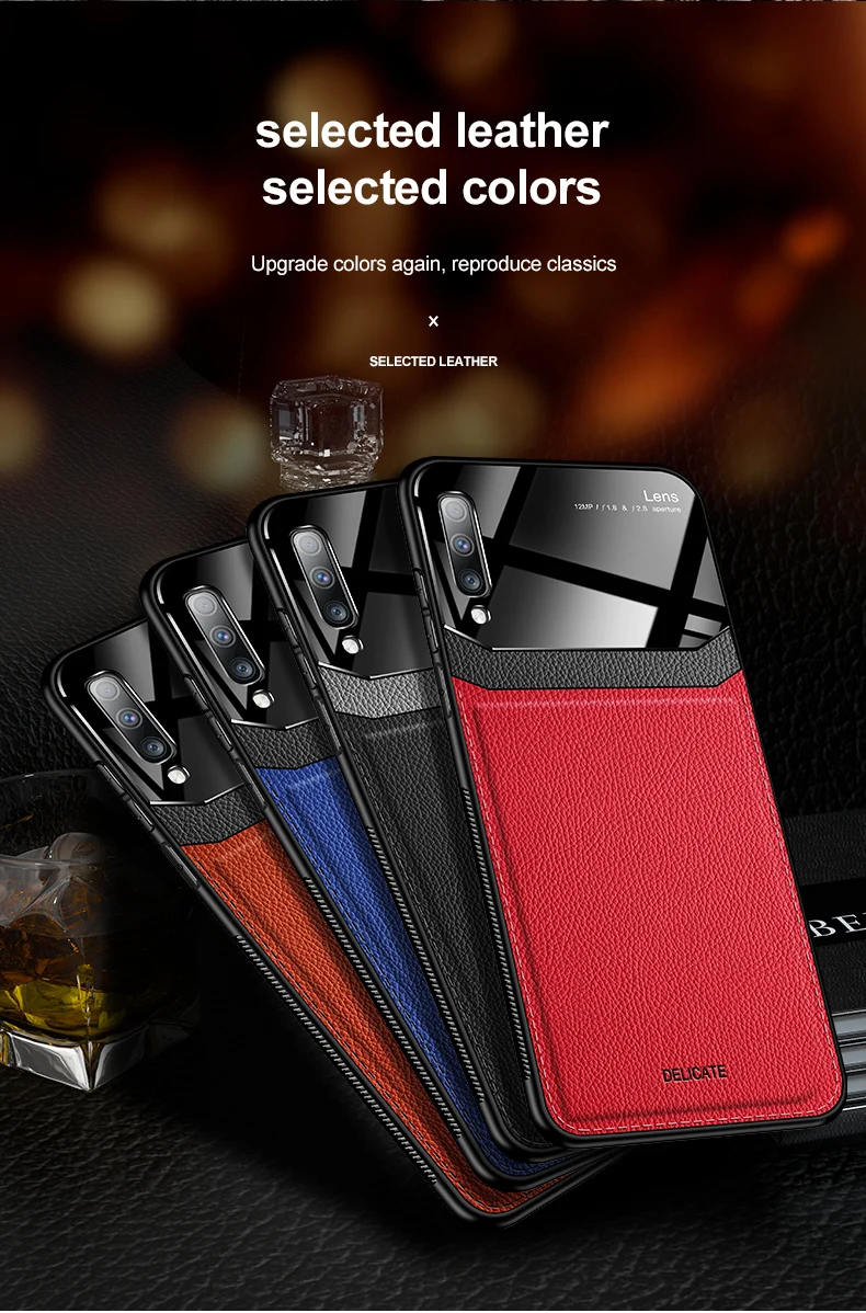 Кожаный чехол KEYSION для samsung Galaxy A50 A30S A20 A70 A7, зеркальная стеклянная задняя крышка для телефона samsung Note 10 Plus S10 9 8