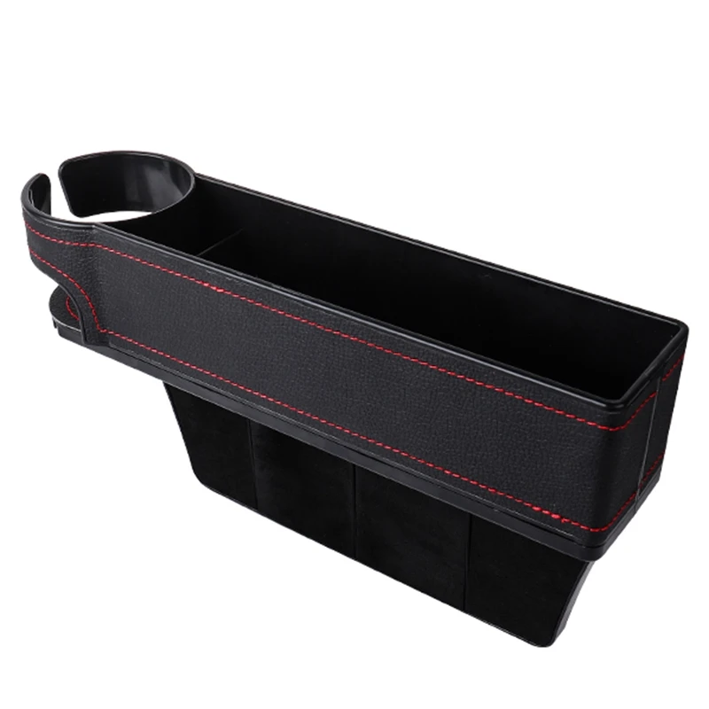 

2Pcs Car Seat space Slit Pocket Catcher Organizer PU Leather Storage Box Phone Bottle Cups Holder