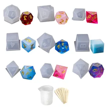 

DIY Crystal Epoxy Mold Dice Fillet Shape Multi-spec Digital Game High Mirror dice mold silicone Mould Making