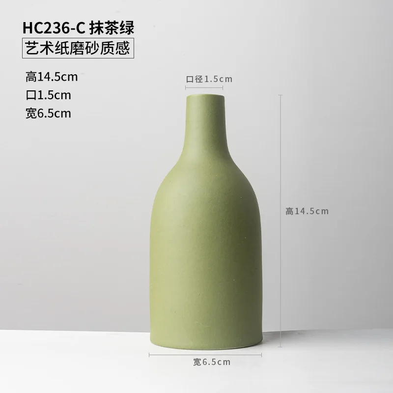 1pcs Macarons Ceramic Small Vase Creative Dried Flower Decoration Bottle for Wine Cabinet Desktop Home Decoration - Цвет: H 14.5cm