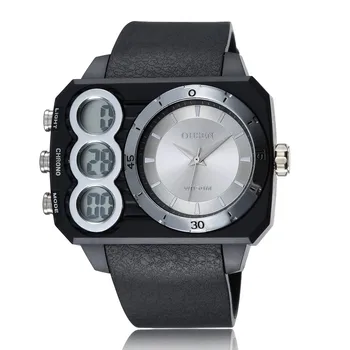 

OHSEN Digital Quartz Men Big dial Sport Watch relogio masculino 50M Waterproof Dual time Silicone Male Fashion Wristwatches