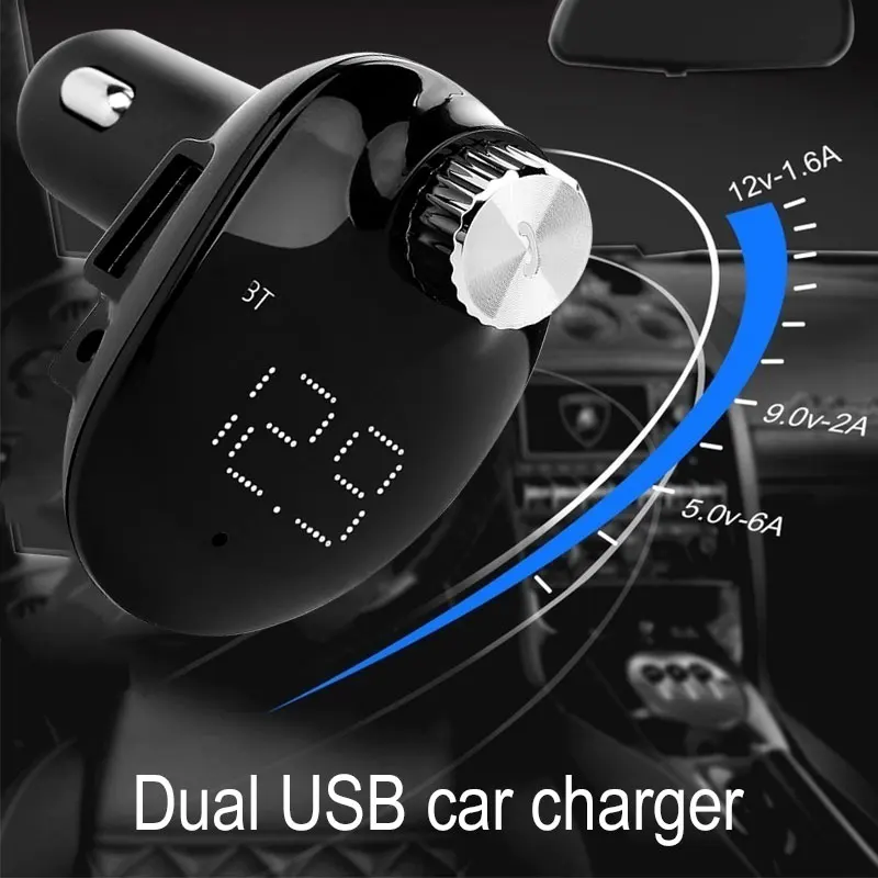 Двойной USB fm-передатчик портативное автомобильное зарядное устройство fm-адаптер для громкой связи Прямая поставка