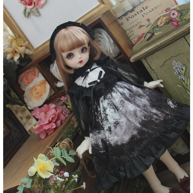 

BJD clothes blyth doll dress + hair band for 1/3 1/4 1/6 BJD SD DD Blyth doll accessories doll dress with lace sleeves