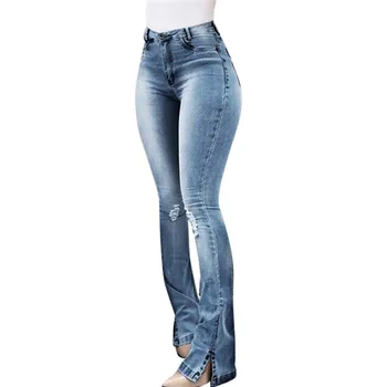 

Women's Jeans Large Size Boyfriends Women High Waisted Streetwear Skinny Denim Jeans Pocket Stretch Slim Button Pants Jeans E21