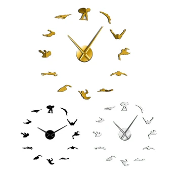

Swimmer Styling Clock Mirror Acrylic Home Decor DIY Simple Design Frameless Giant Wall Clock