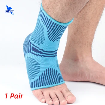 2 Stuks Ademende Compressie Ankle Brace Hoge Elastische Gebreide Sokjes Gewrichtspijn Basketbal Sport Veiligheid Protector