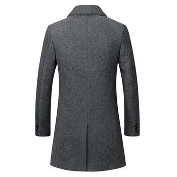 Winter Wool Jacket Men's High-quality Wool Coat casual Slim collar wool coat Men's long cotton collar trench coat 2