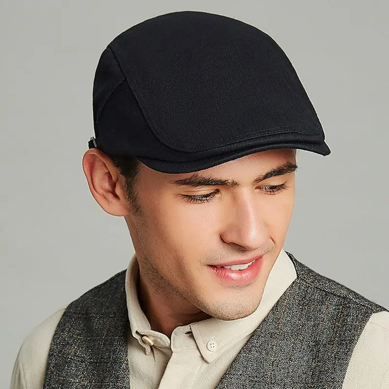 Men's British Ivy Cap Fashion Big Head Spring and Summer Leisure Beret Male Solid Cotton Newsboy Hat 55-60cm casual hat beret hat newsboy cap newsboy hat