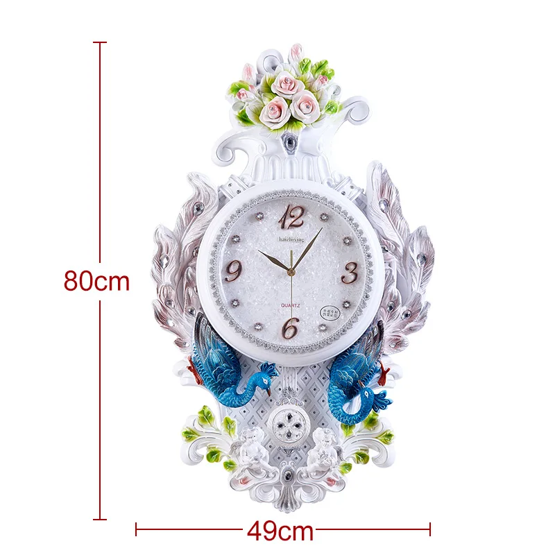 Oversized Peacock Swing Wall Clock Z1215-2  