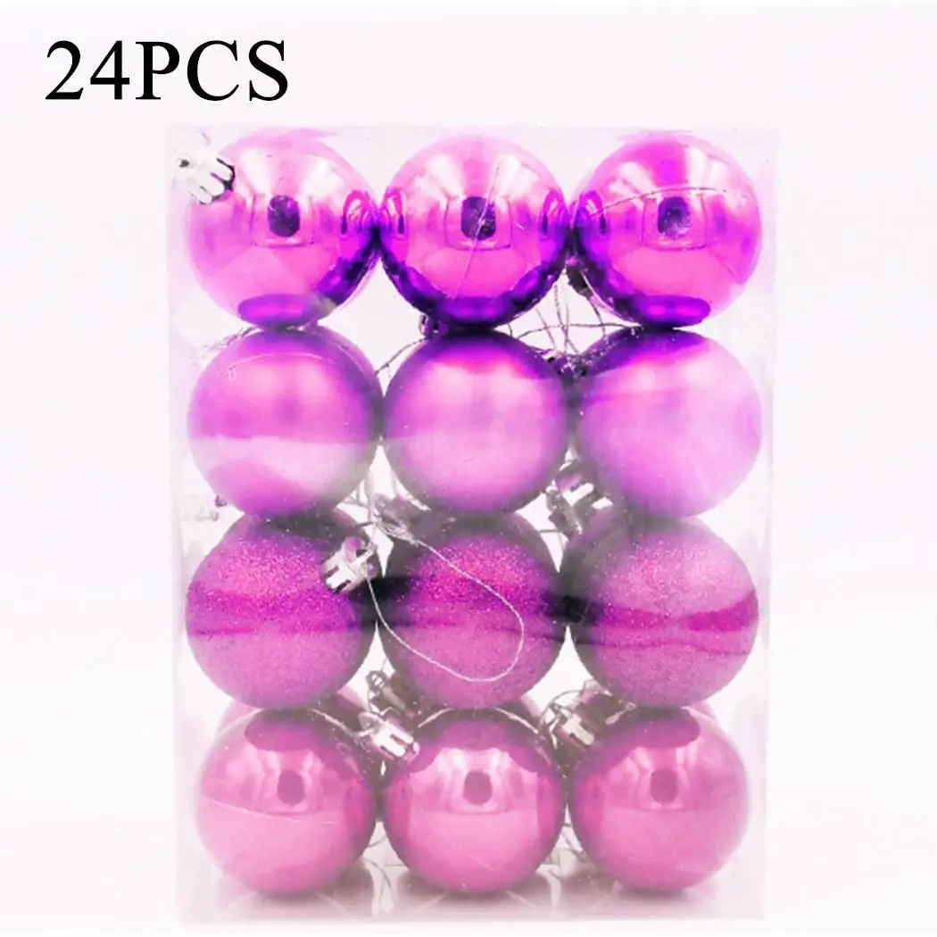 24Pcs Christmas Ball Christmas Tree Pendant Blue/Gold/Purple/Pink/Rose Red/Red/Silver Christmas Decorations