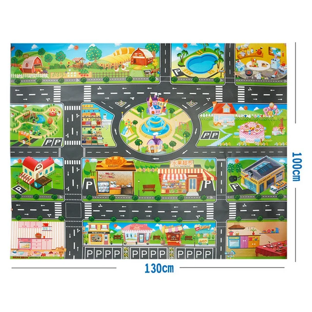130*100cm large city traffic car park play mat waterproof non-woven kids car playmat toys for children’s mat boy car