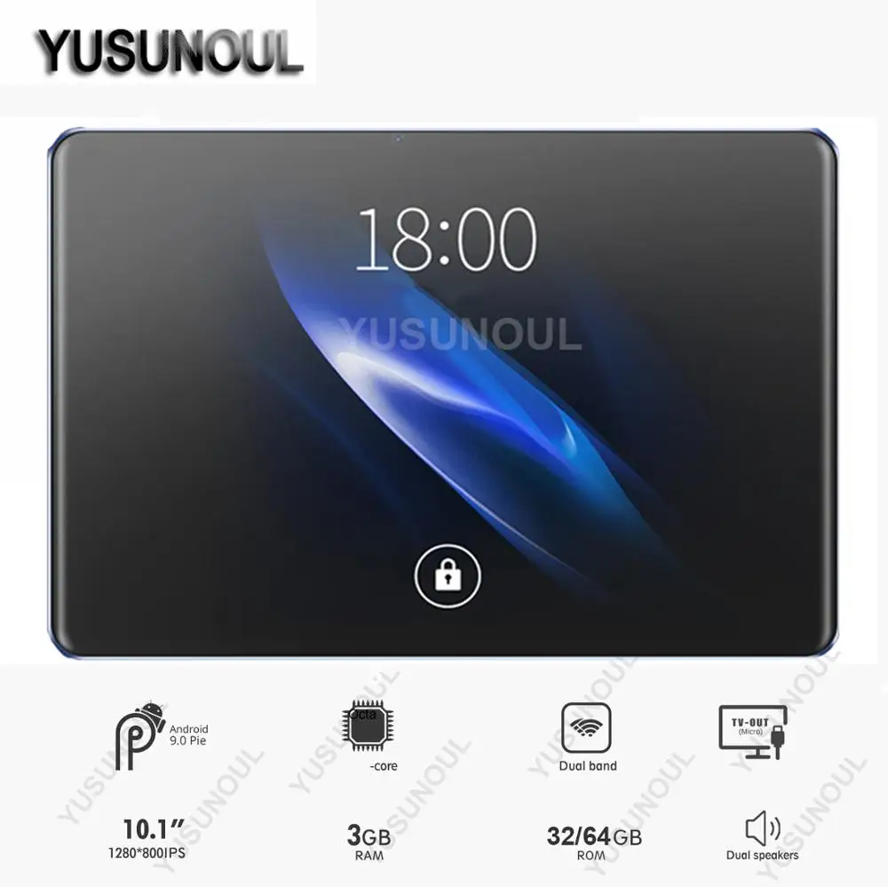 Планшет Google Market 10 дюймов Android 9 0 8 ядер 32/64 ГБ двойная камера МП зарядка Type C Wi Fi GPS 4G