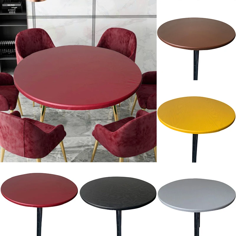 Round Tablecloth Waterproof Oil-proof Polyester Catering Fitted Table Cover Protector Elastic Edged Wash-free table cloth disposable tablecloth table protector