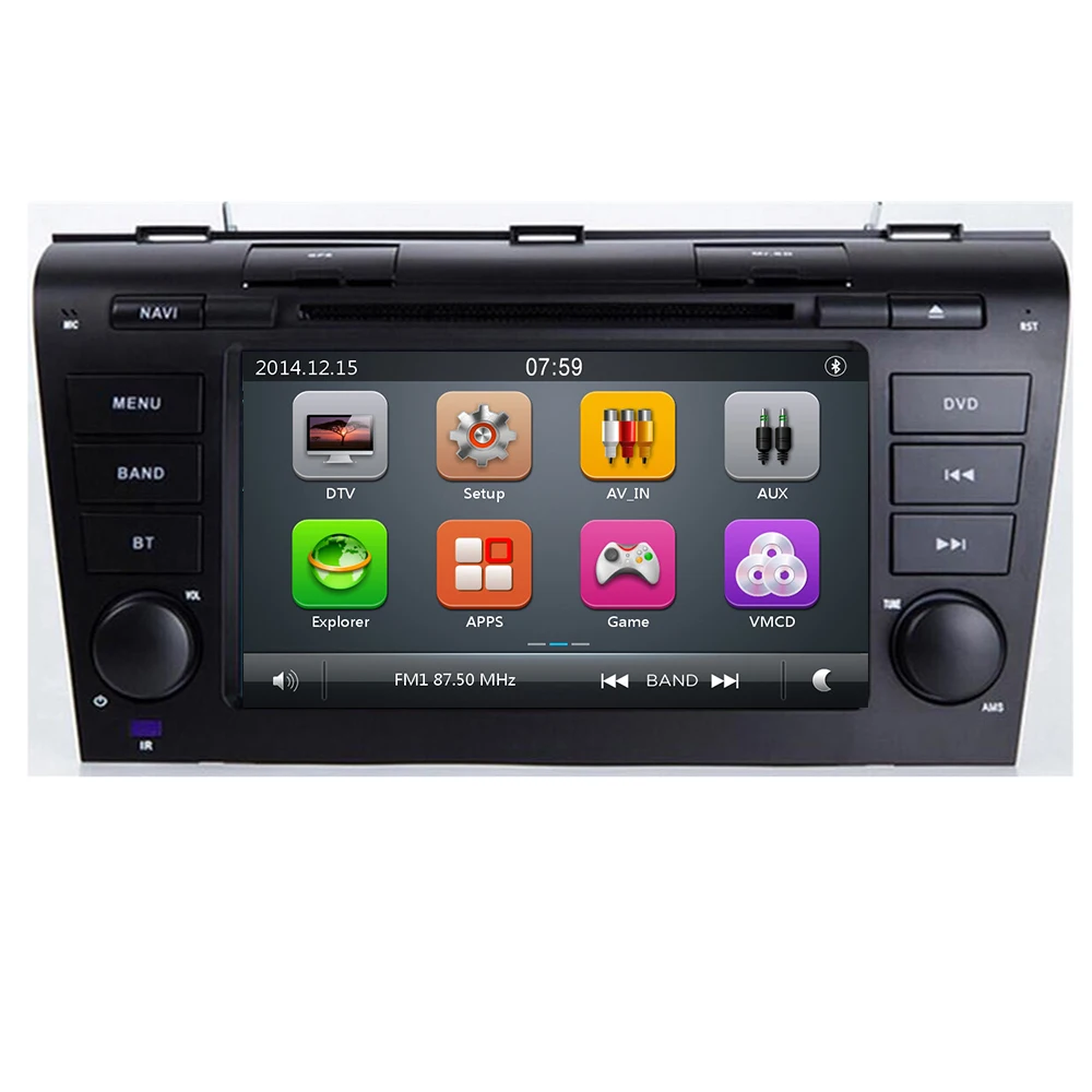 Perfect Free Camera 7" Double 2 Din Car Stereo DVD Player Navigation for Mazda 3 Mazda3 2004-2009 with GPS,Bluetooth,USB,SWC SD DAB TPMS 1