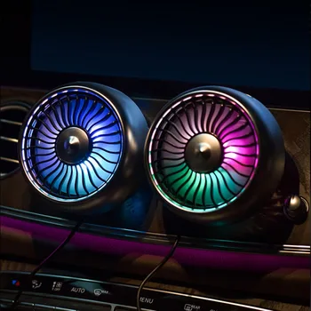 

12V/24V ABS Multifunctional USB Car Fan With Colorful Light Three Speed Control Anti-Noise Car Fan Desk Fans