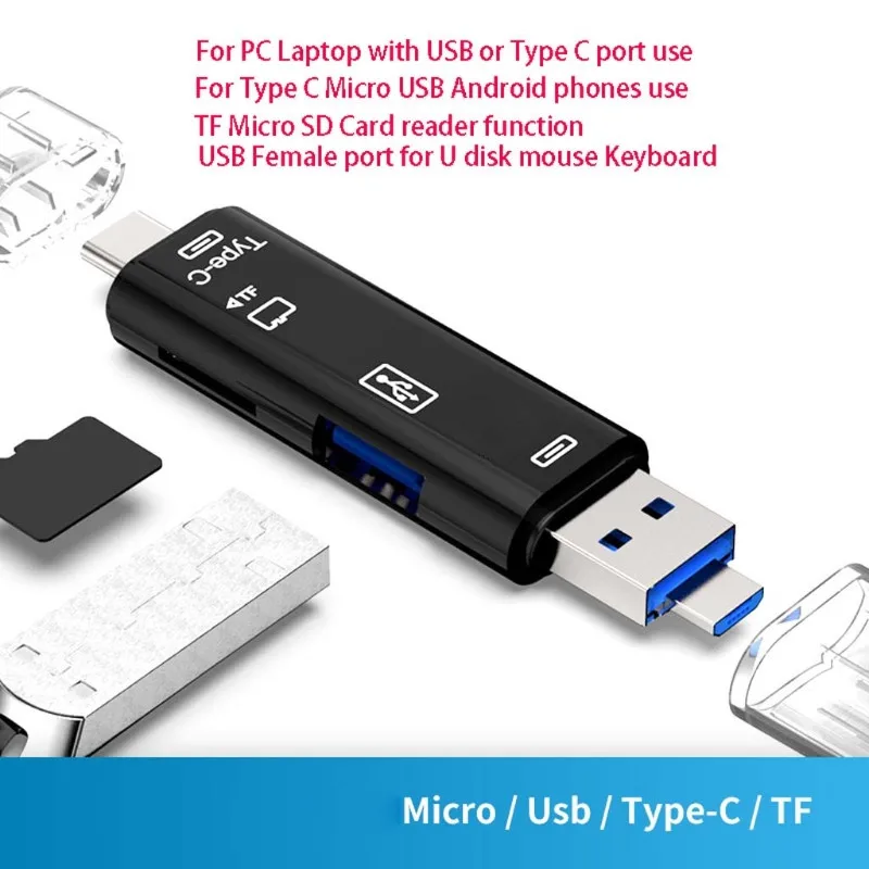 Micro usb type C USB TF считыватель карт OTG концентратор адаптер для samsung для Xiaomi для MacBook J08 дропшиппинг
