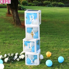 Прозрачная коробка DIY Письмо шар ребенок 1-й День рождения шары 1-й День Рождения украшения детский душ вечерние балон 2 года день рождения
