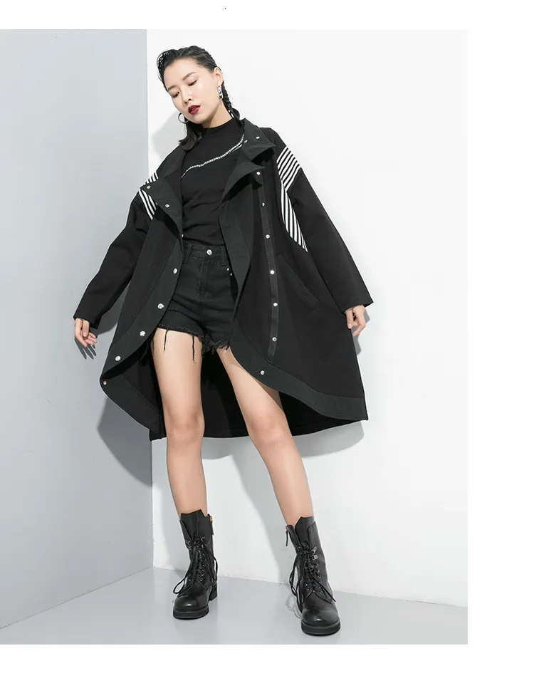 Max LuLu новая корейская мода осенняя одежда в стиле панк дамский полосатый Тренч женские черные длинные пальто винтажная водолазка ветровка