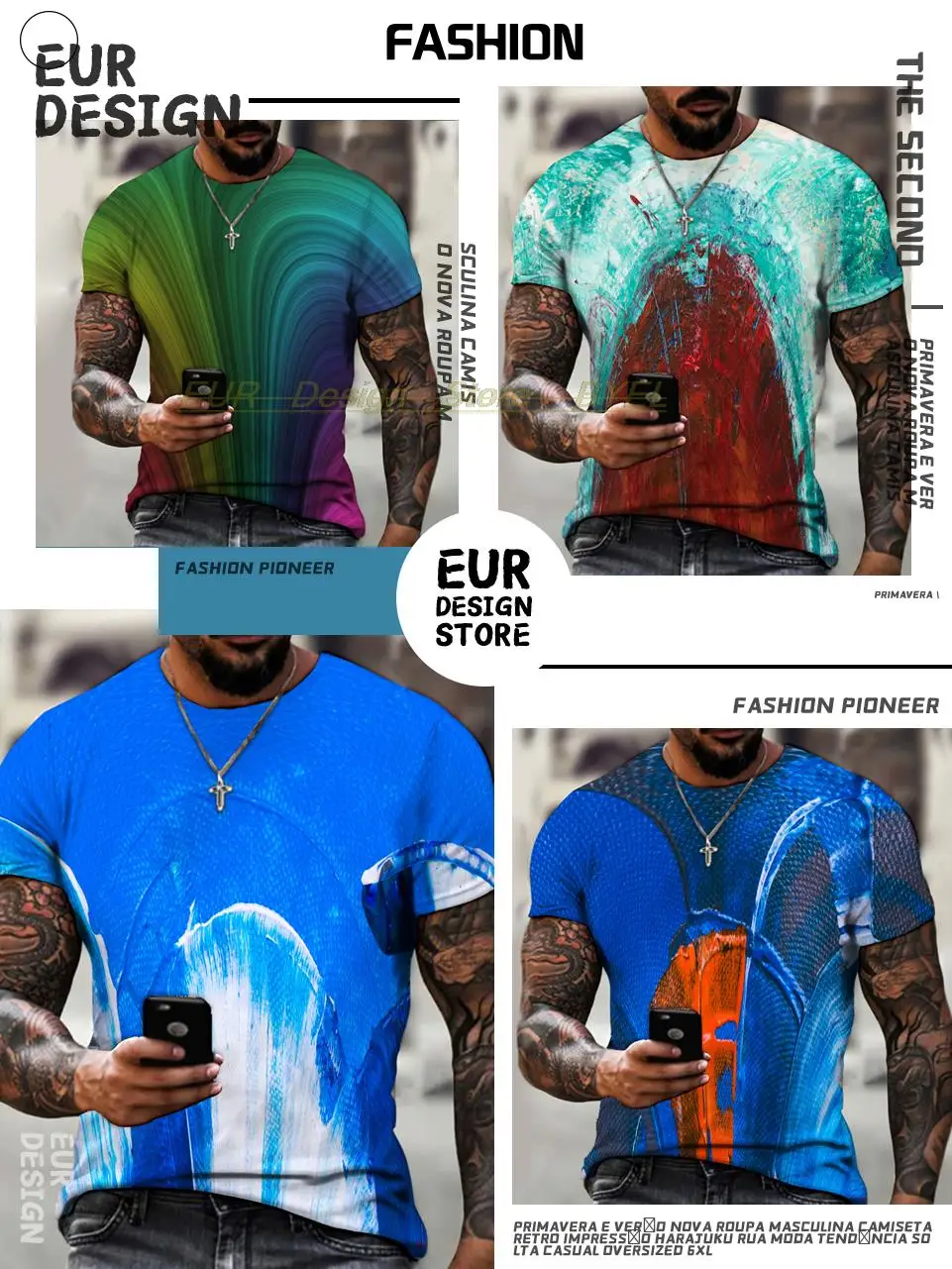 2022 Summer New Fashion Trend Street Men's Clothing, 3d Printing Abstract Art, Street Hip-hop Style Loose Casual Short Sleeves