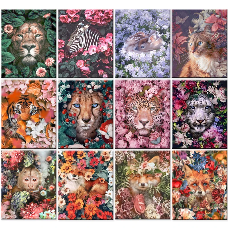 Malen nach Zahlen Kit DIY Fierce Tiger Leinwand Öl Wandkunst Bild Ornamente 