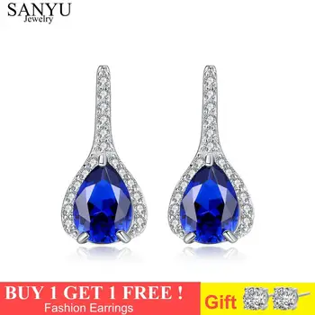 

SANYU Blue Topaz Stud Earrings for Women Fine Jewelry 925 Sterling Silver Wedding Engagement Gemstone SE0252 Pendientes de mujer