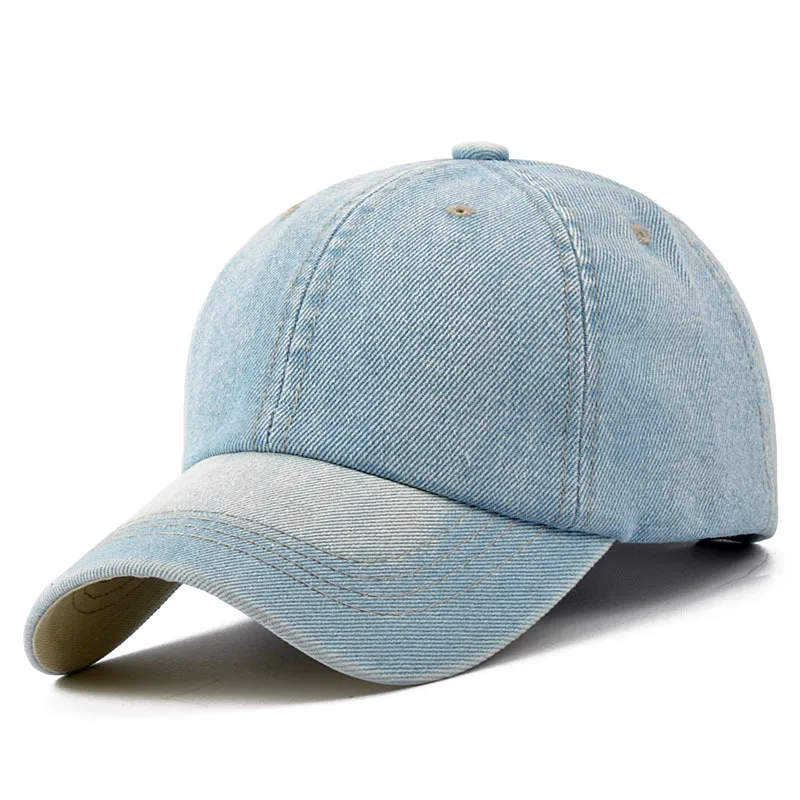 Новая брендовая однотонная джинсовая Бейсбольная Кепка Snapback мужские женские шапки Мытые ковбойские шапки Bone летние хип-хоп джинсы кепка Casquette Gorras - Цвет: Небесно-голубой
