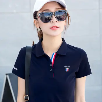 

Summer Lapel sport T-shirt Women's Large Cotton Short-sleeved Women's 2020 New Top Loose T-shirt