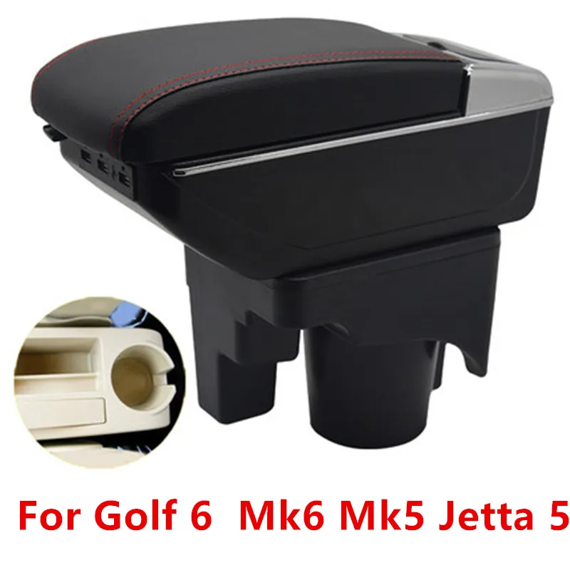 Подлокотник для VW Golf 6 08-13 Mk6 Jetta 5 Mk5 2006-2012 Vento Wagon двухслойный вращающийся центральный консольный ящик для хранения USB