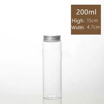 

10PCS 47*150mm 200ml Glass Bottle With Cap Kitchen Glass Canister Snack Sugar Storage Container Jar Bottle Kitchen Accessories
