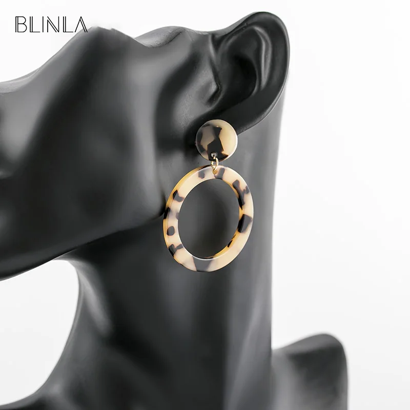 BLINLA Новая мода Богемия акриловые круглые крупные серьги с подвесками для женщин
