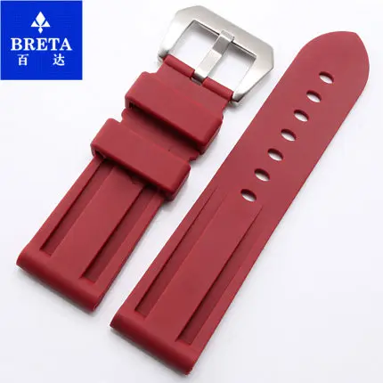 BRETA 24 мм силиконовый ремешок для часов оранжевый синий красный черный водонепроницаемые Ремешки для наручных часов Pam ремешок для PAM111 441 368