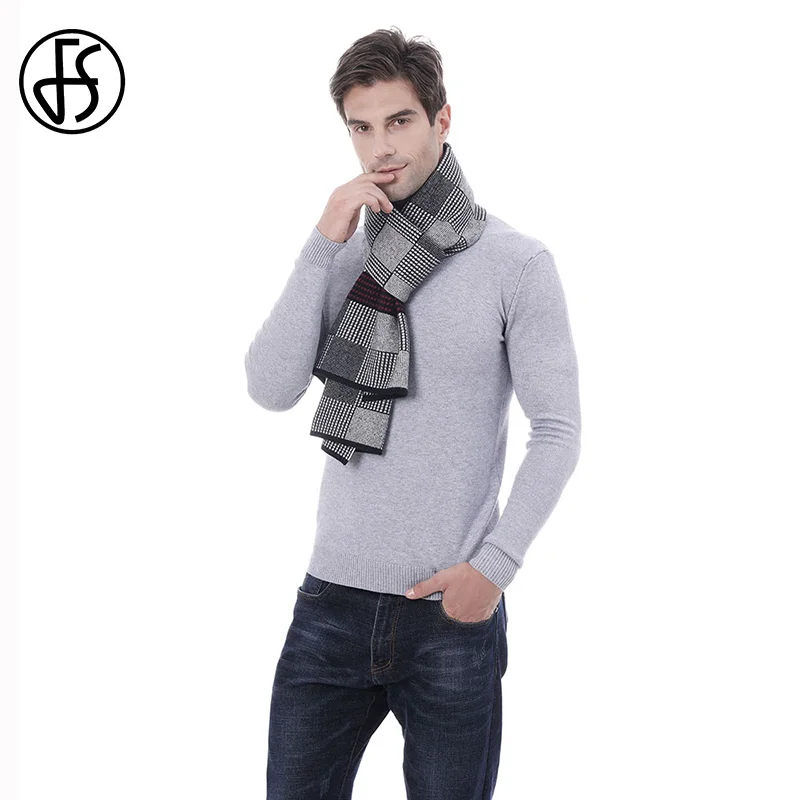 FS Winter Men Luxury Scarf Cashmere Plaid Scarves Outdoor Running Sport Keep Warm High Quality Neckerchief Foulard Homme |