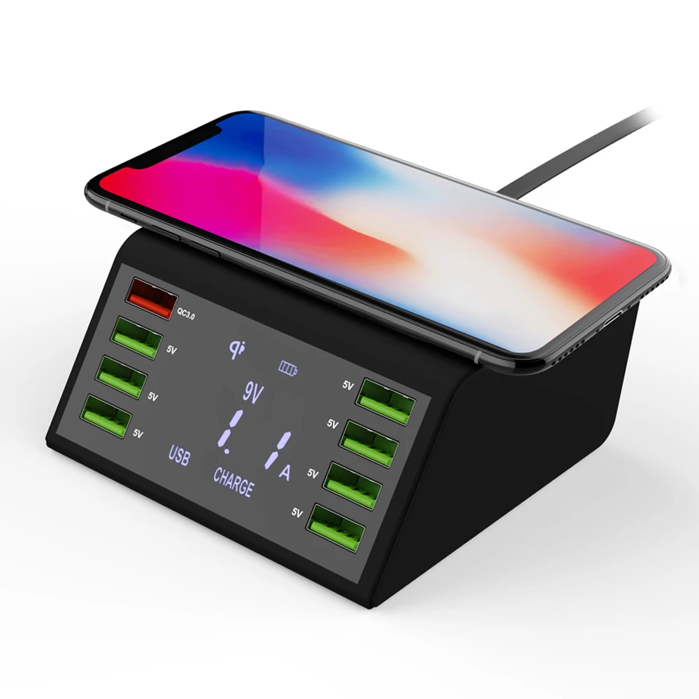 Интеллектуальное Мульти 8 портов USB lcd Беспроводное зарядное устройство для телефона Быстрая зарядка огнестойкий материал высокая термостойкость