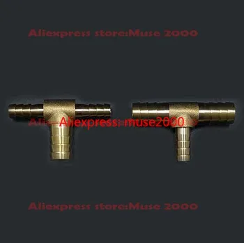 

4 5 6 8 10 12 14 16mm Quick fitting Brass Tee connector tube joint Splicer 3 tube Pipe Fitting Hose Barb Copper Barbed silica