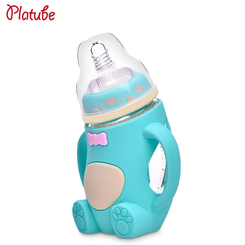 

Newborns Wide Aperture Explosion-Proof Borosilicate Glass Silicone Milk Bottle Case Shatter-resistant BABY'S Feeding Bottle Baby